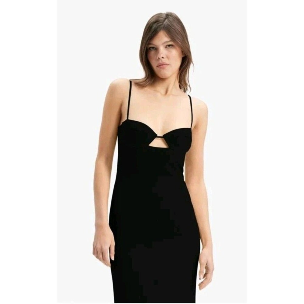 Bardot Vienna Bustier Midi Dress Black Classic Size 6/Medium Sexy Valentine's - Picture 3 of 14